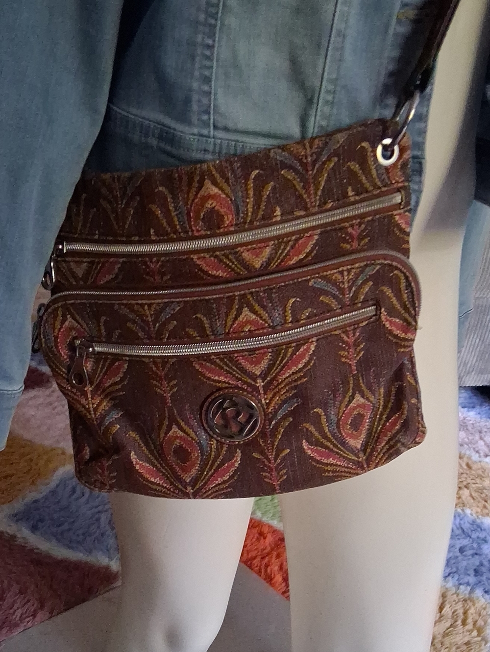 Relic Brown Crossbody Bag with Rust and Gold Accents